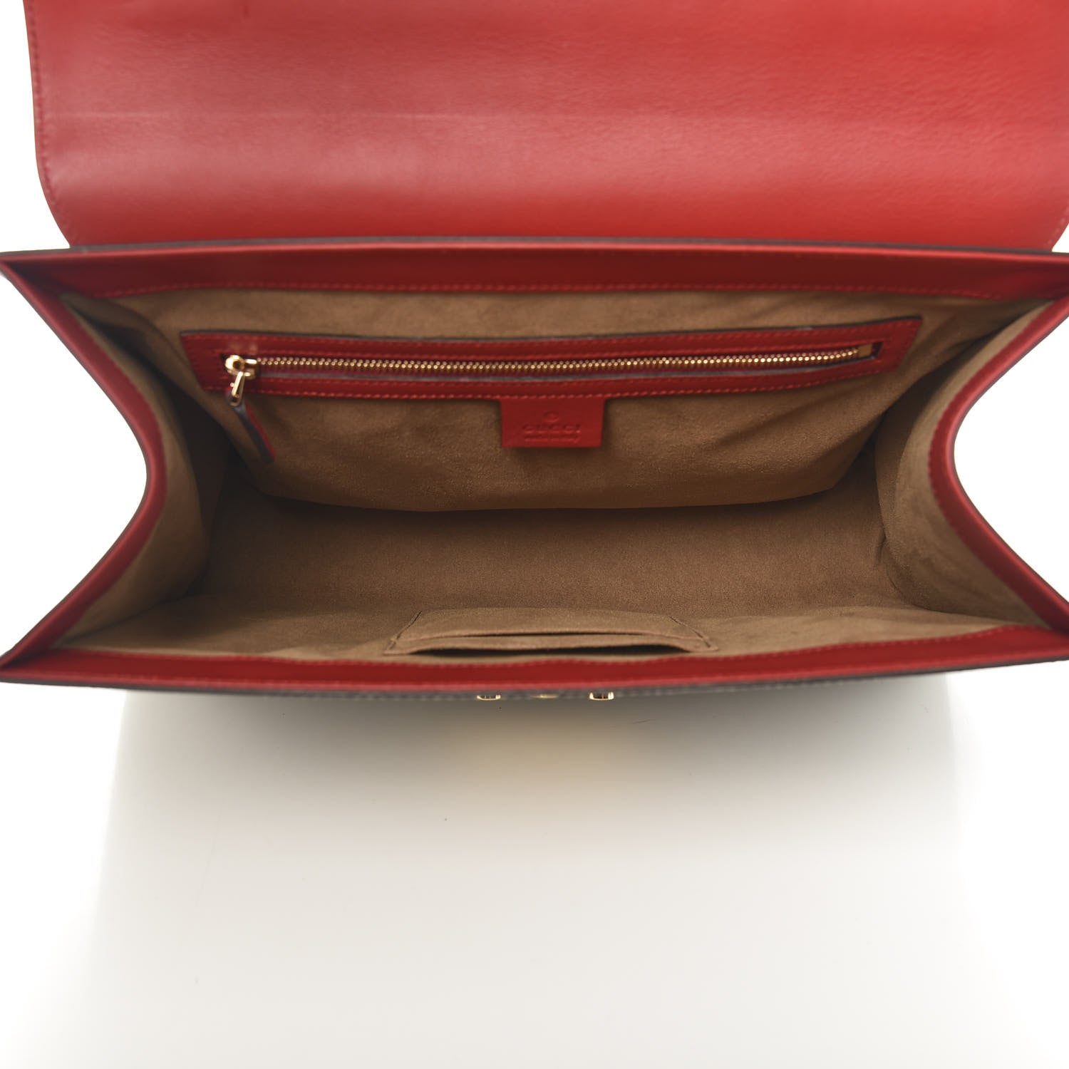 Gucci GG Supreme Monogram Calfskin Medium Padlock Top Handle Bag Beige Hibiscus Red New Rosette 5 of 13