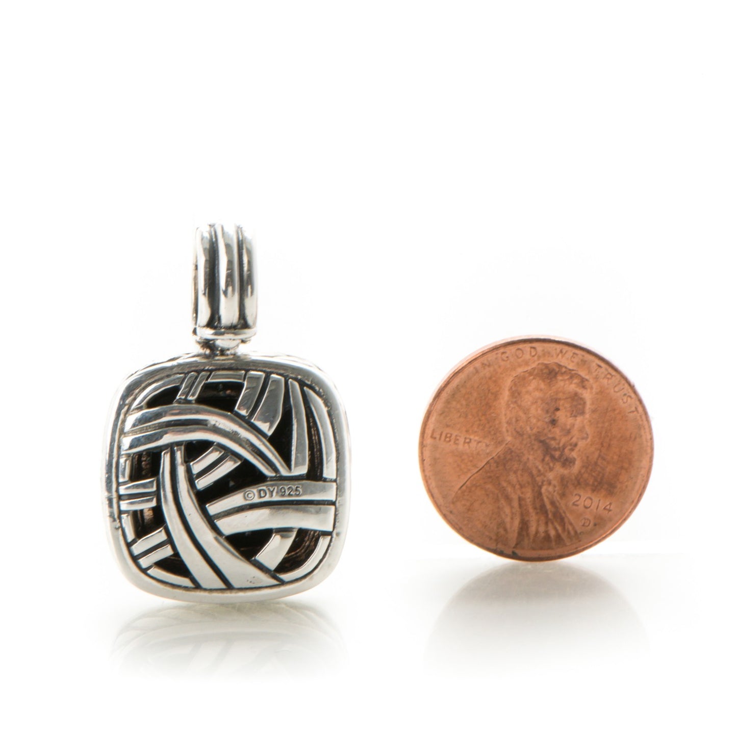 Sterling Silver Diamond Hematite 14mm Albion Enhancer Pendant