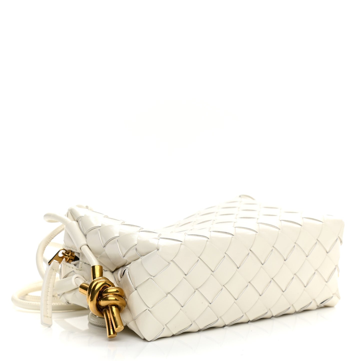Nappa Intrecciato Metallic Knot Mini Loop Camera Bag Bone