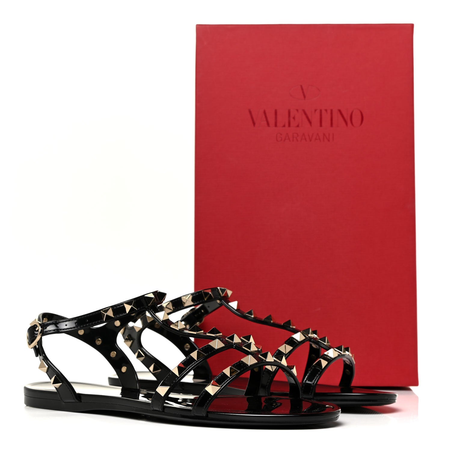 Valentino Garavani PVC Jelly Rockstud Caged Sandals 38 Black 12 of 12