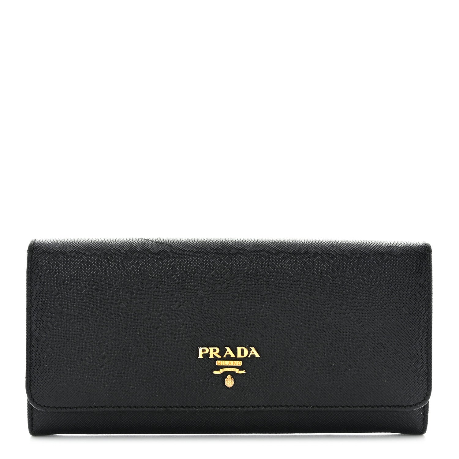 Prada Saffiano Metal Continental Flap Wallet Black 1 of 11