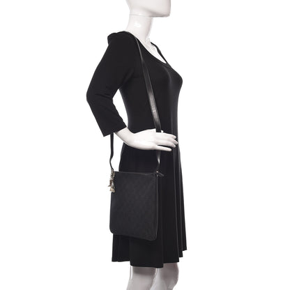 Gucci Monogram Flat Messenger Bag Black 2 of 10