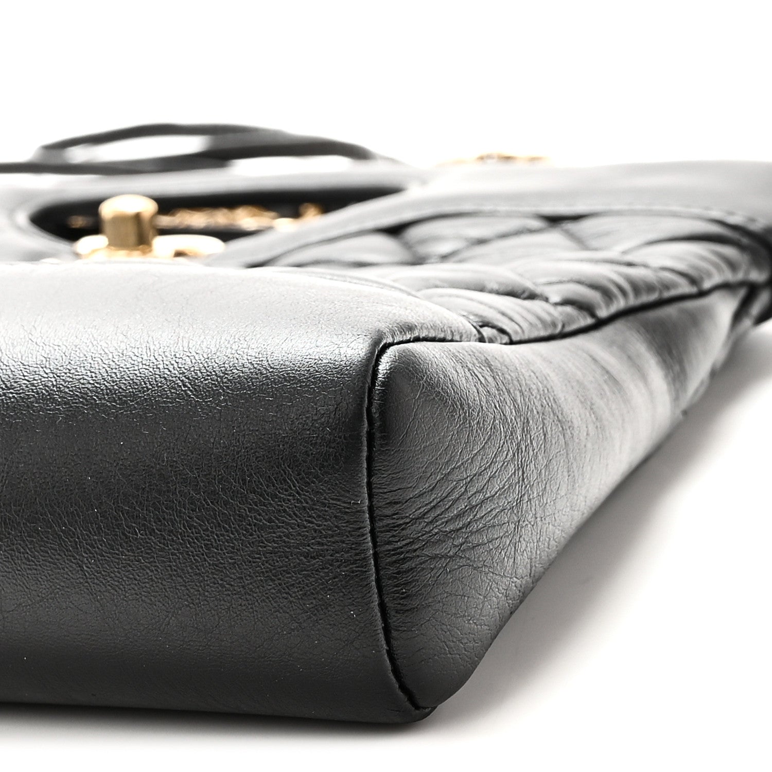 Chanel Shiny Crumpled Calfskin Quilted Mini 31 Shopping Bag Black 10 of 10