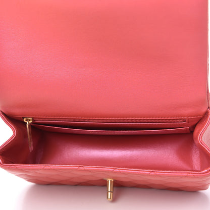 Chanel Iridescent Lambskin Quilted Mini Top Handle Rectangular Flap Red 5 of 11