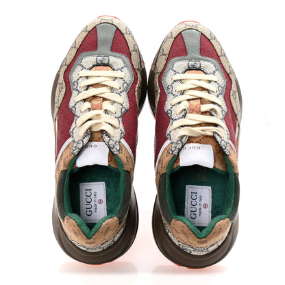 Gucci GG Supreme Monogram Mix Monogram Womens Rhyton Sneakers 39.5 Bordeaux Beige Ebony 1 of 8
