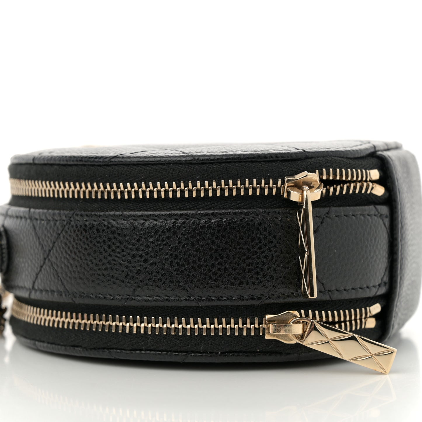 Caviar Quilted Round Handle With Care Vanity With Chain Black
