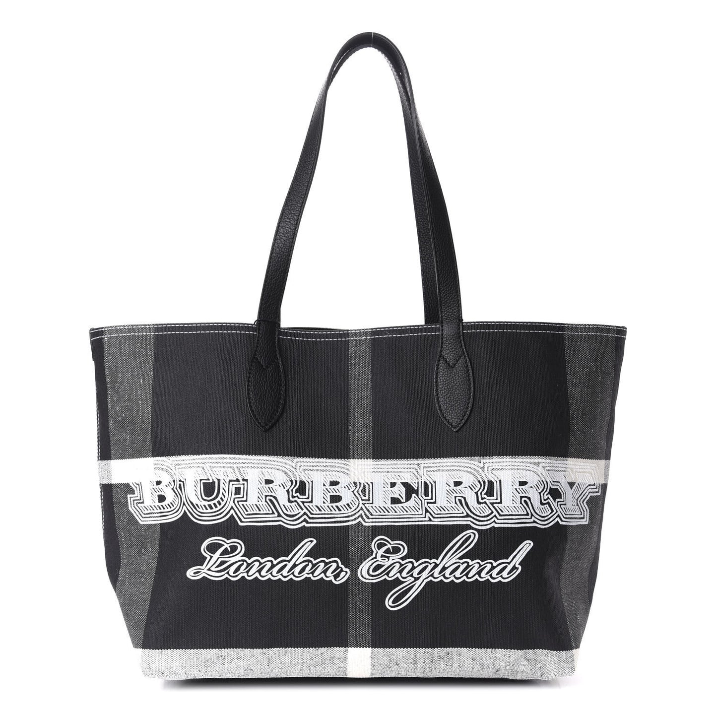Coated Canvas Mega Check Medium Doodle Tote Black White