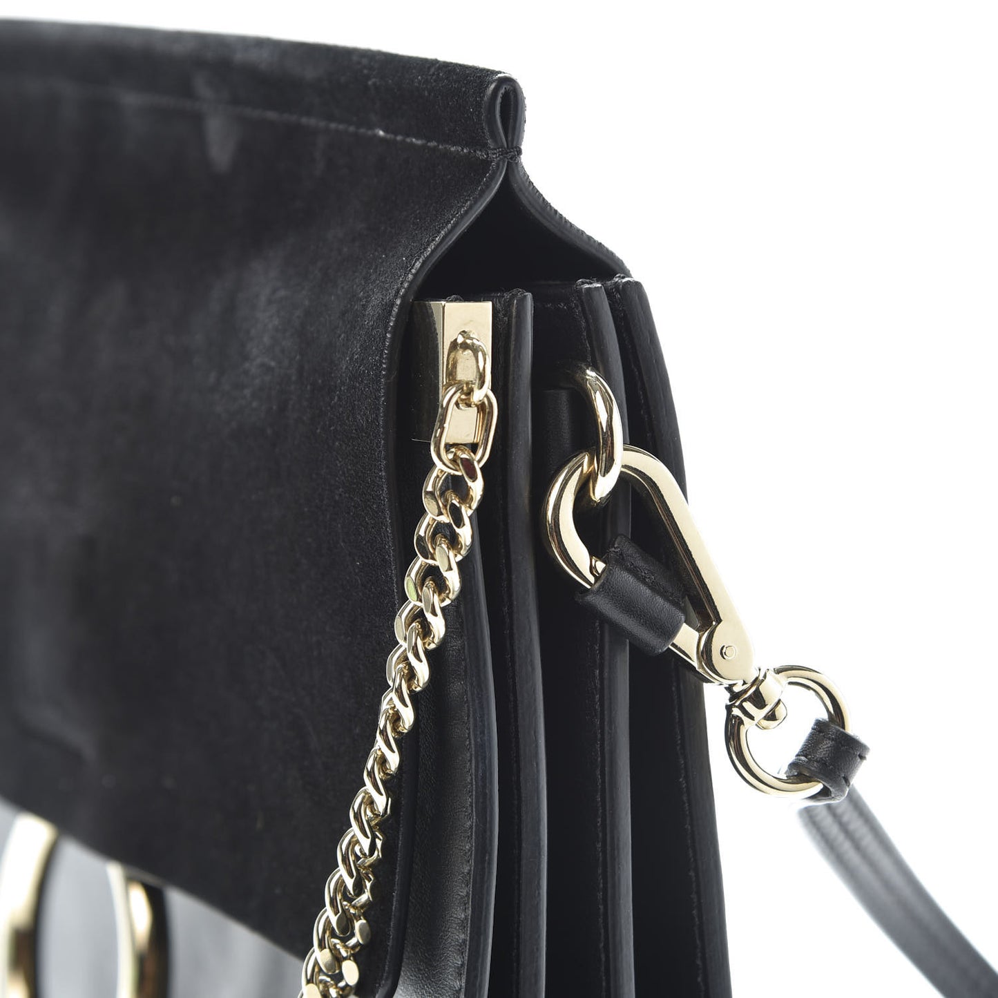 Suede Calfskin Medium Faye Shoulder Bag Black