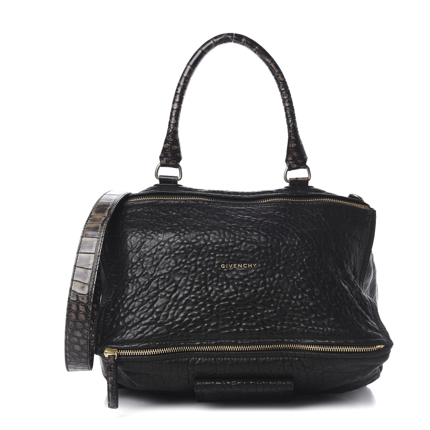 Givenchy Pebbled Sheepskin Calfskin Crocodile Embossed Large Pandora Black 1 of 13