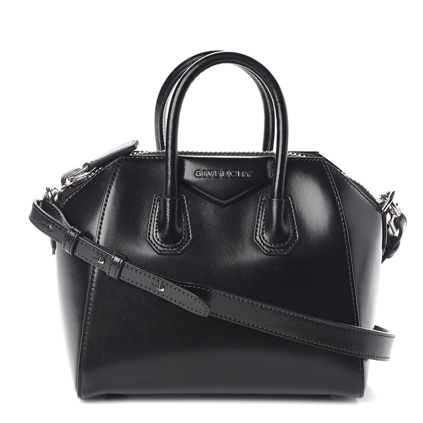 Shiny Lord Calfskin Mini Antigona Black