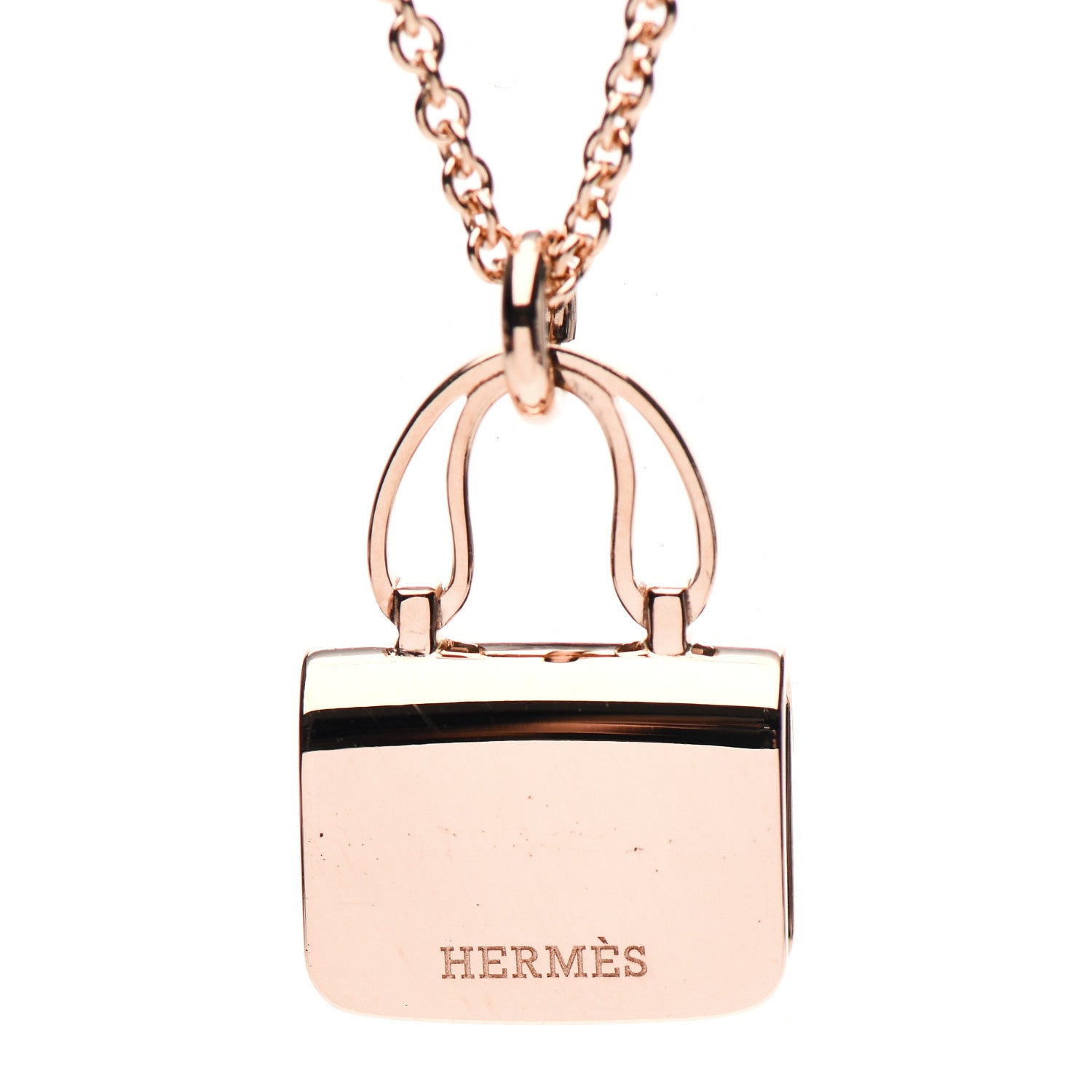 Hermes 18K Rose Gold Pink Sapphire Constance Amulettes Pendant Necklace 4 of 6