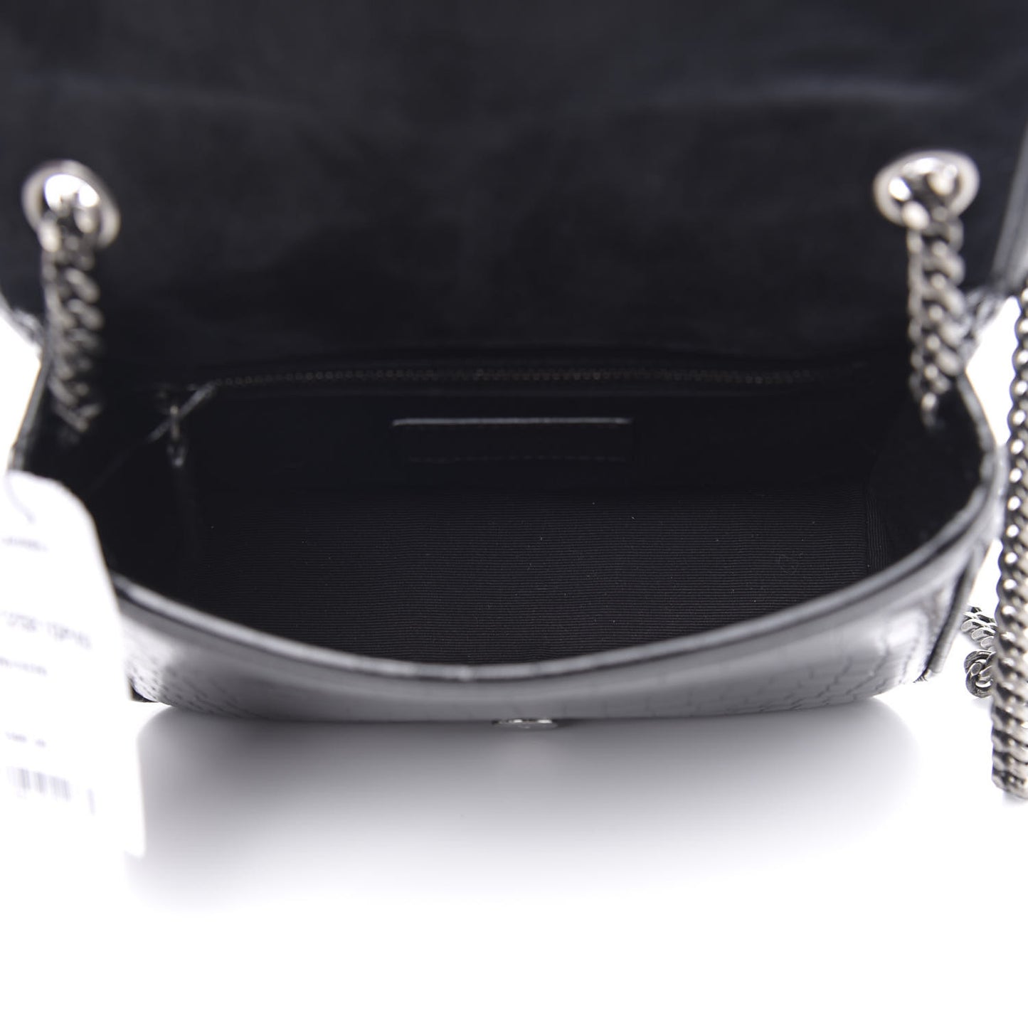 Crocodile Embossed Lambskin Matelasse Monogram Niki Chain Wallet Black