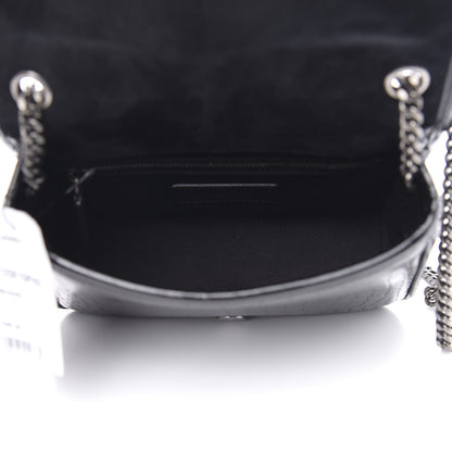 Saint Laurent Crocodile Embossed Lambskin Matelasse Monogram Niki Chain Wallet Black 5 of 9