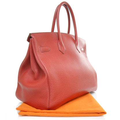 Hermes Clemence BIRKIN 35 Handbag Red - Bleu Red 2 of 12