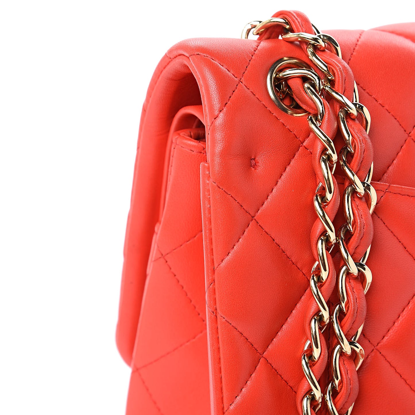 Lambskin Quilted Jumbo Double Flap Red