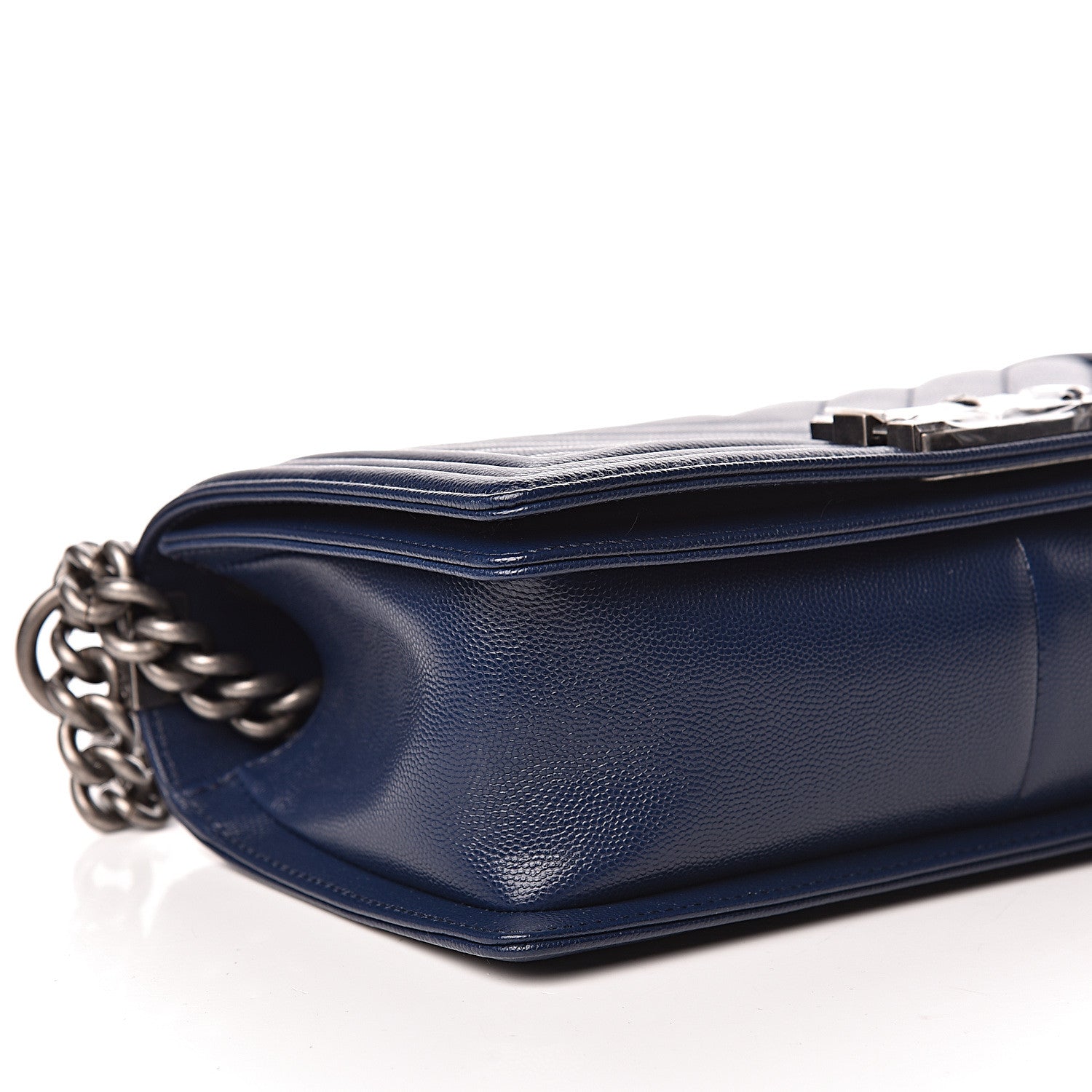 Chanel Caviar Chevron Quilted Medium Boy Flap Navy 8 of 11