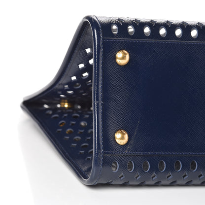Prada Saffiano Vernice Perforated Tote Royal 9 of 10