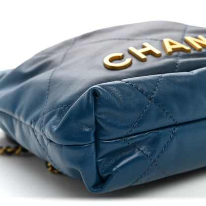 Chanel Shaded Calfskin Quilted Mini Chanel 22 Blue Dark Blue 9 of 10