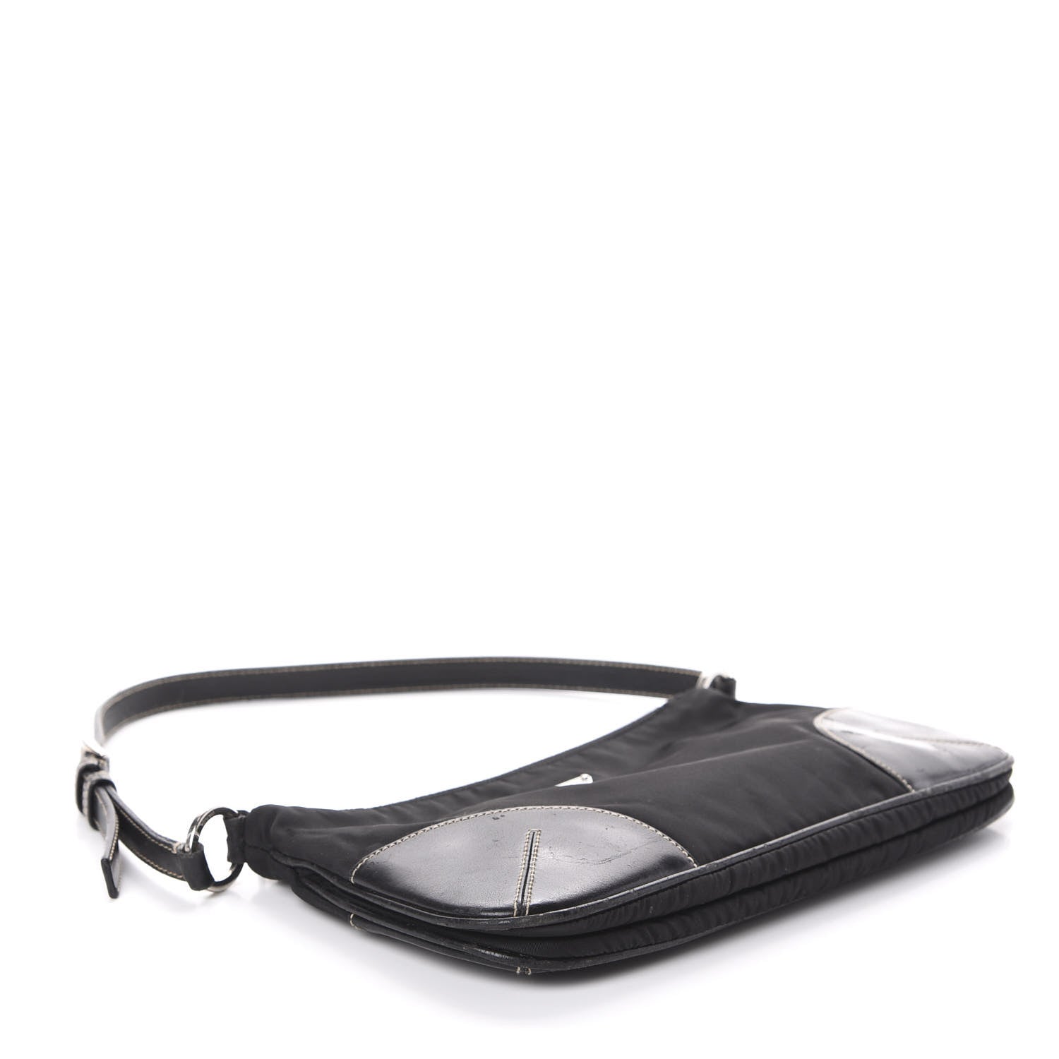 Prada Tessuto Light Nylon Soft Calf Shoulder Bag Black 4 of 11