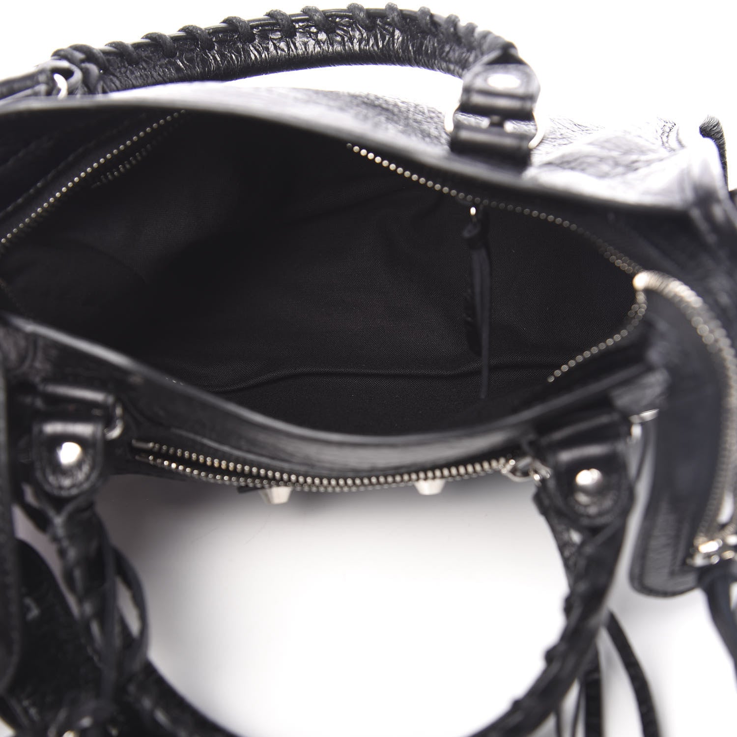 Balenciaga Agneau Classic Silver Hardware Mini City Logo Strap Black White 5 of 11