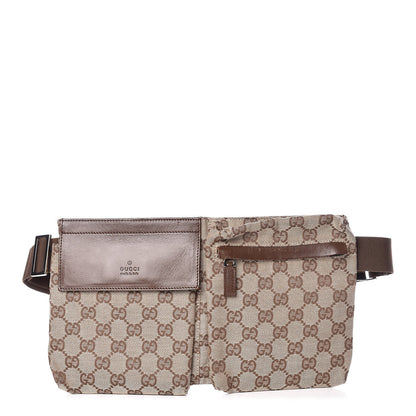 Gucci GG Monogram Double Pocket Belt Bag Brown 1 of 19