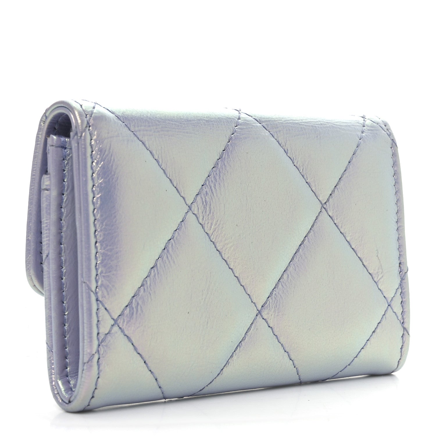 Chanel Iridescent Calfskin Quilted Chanel 19 Flap Card Holder Light Purple 2 of 8