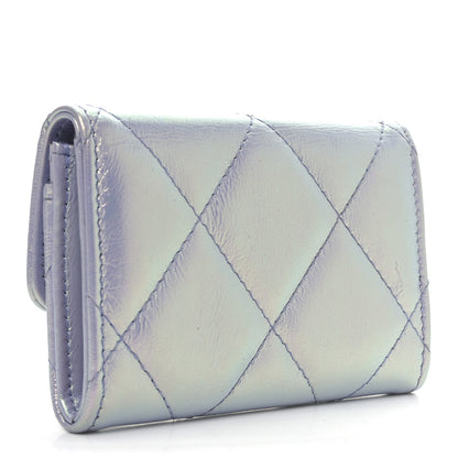 Chanel Iridescent Calfskin Quilted Chanel 19 Flap Card Holder Light Purple 2 of 8