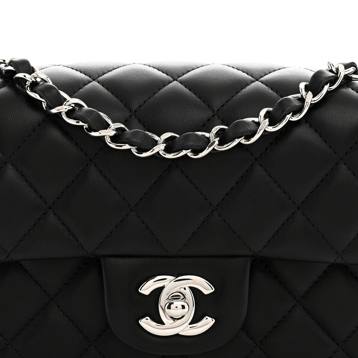 Chanel Lambskin Quilted Mini Rectangular Flap Black 9 of 11