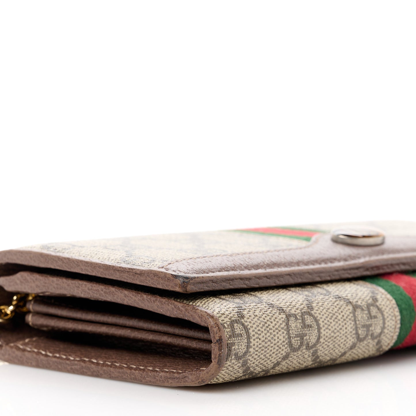 GG Supreme Monogram Web Ophidia Wallet On Chain Brown