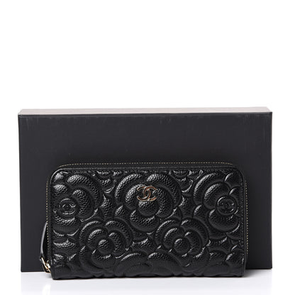 Chanel Caviar Camellia Embossed Medium Zip Around Wallet Black 8 of 8