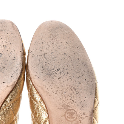 Chanel Metallic Lambskin Quilted Cap Toe Ballerina Flats 40 Gold 12 of 17