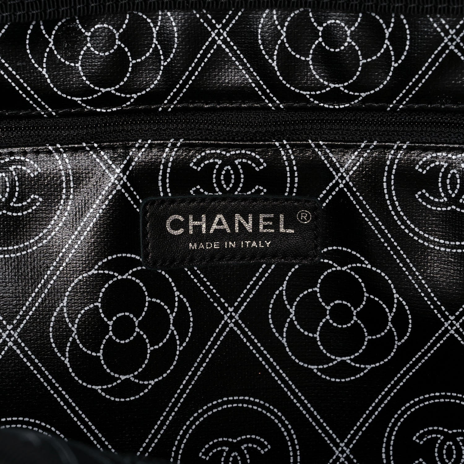 Chanel Coated Canvas Camellia Large Shopping Tote Black Beige 7 of 9