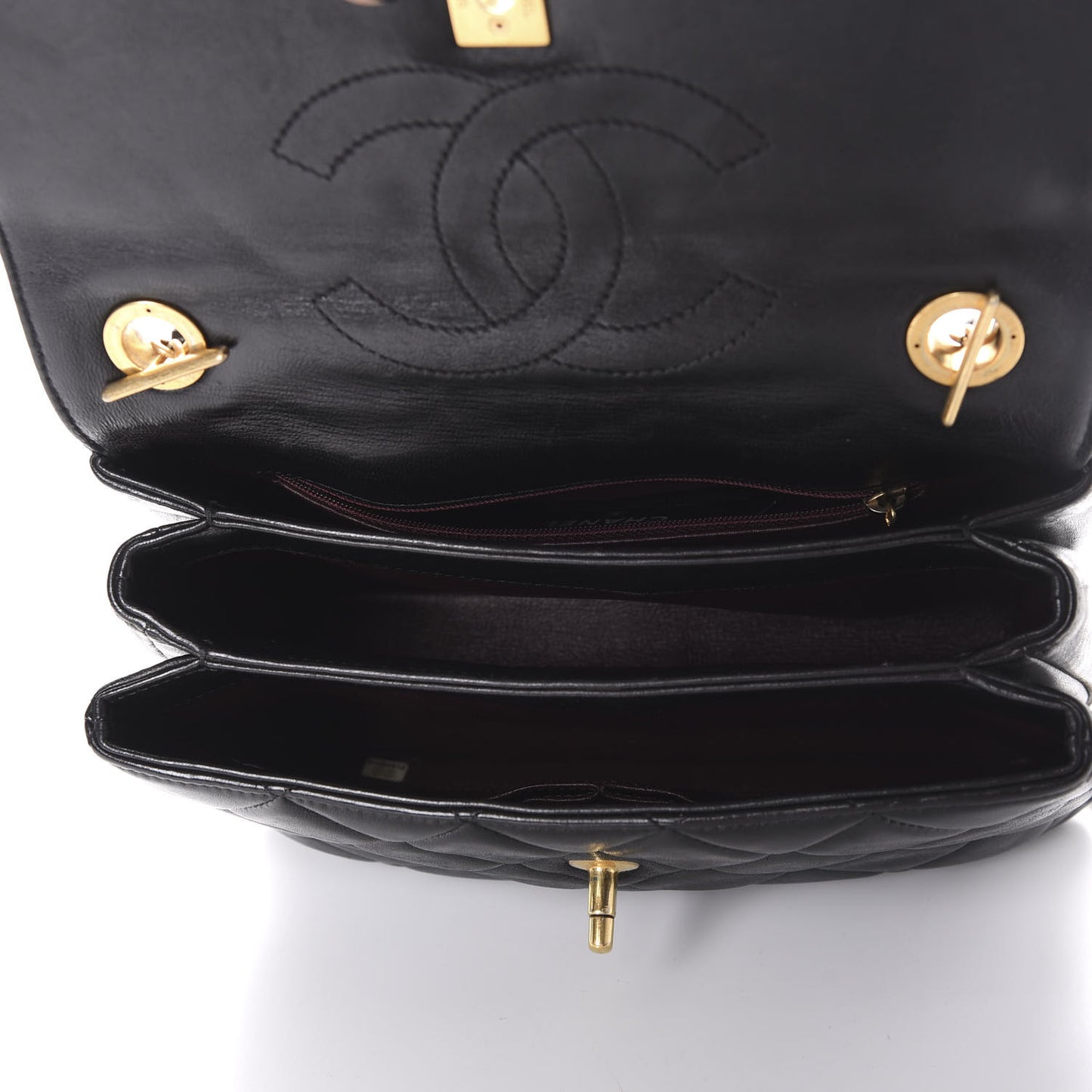 Lambskin Quilted Small Trendy CC Dual Handle Flap Bag Black