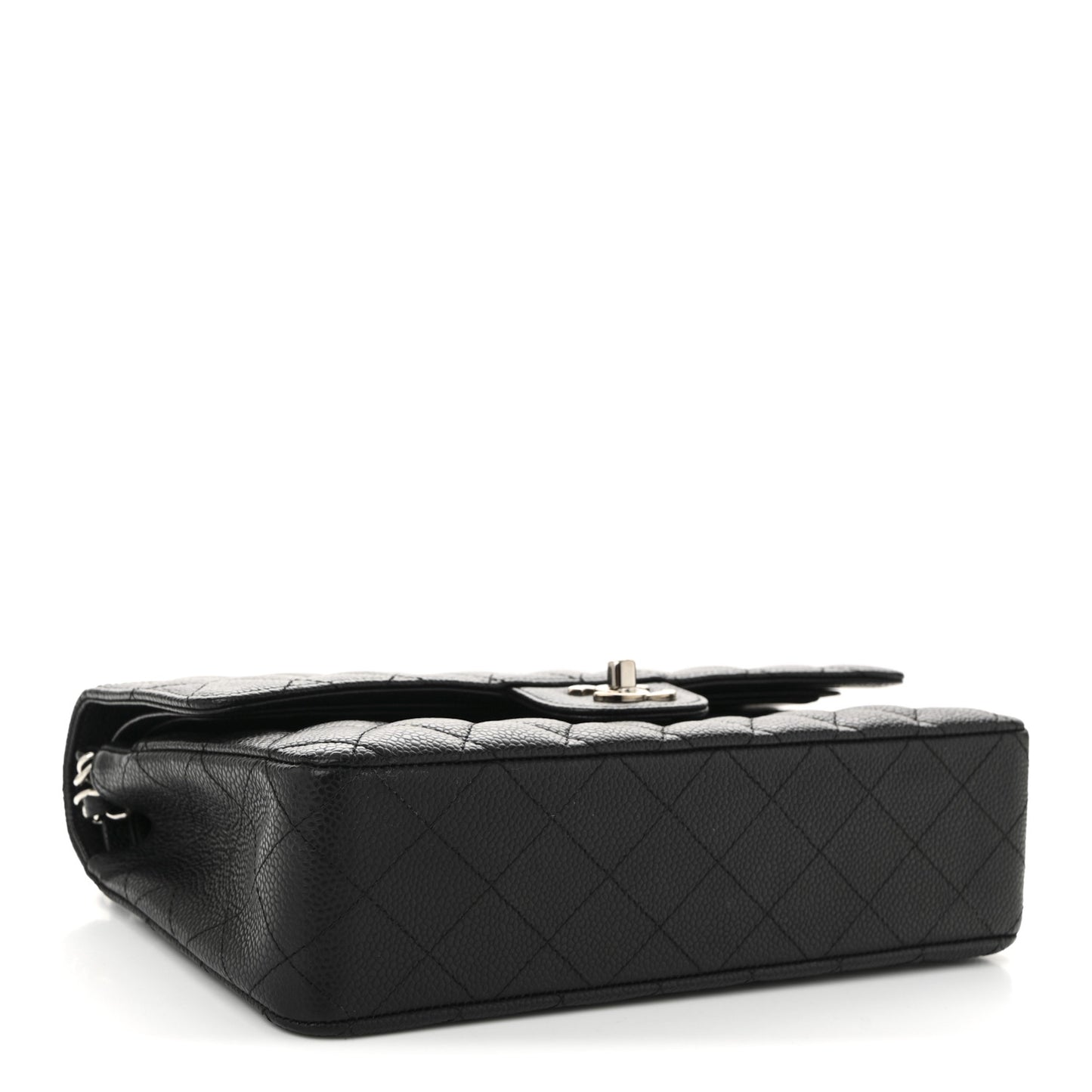 Caviar Quilted Medium Double Flap Black
