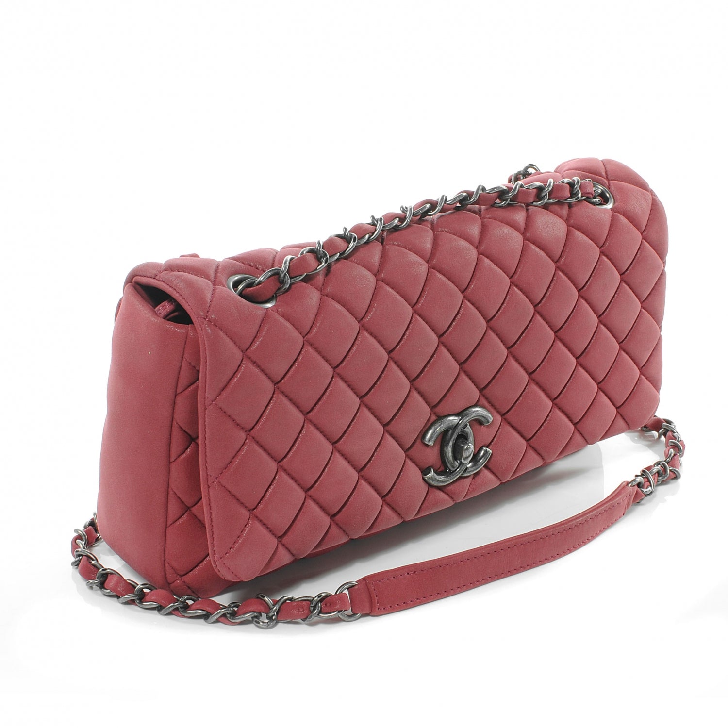 Chanel Iridescent Calfskin Small New Bubble Quilt Flap Fuchsia 3 of 9
