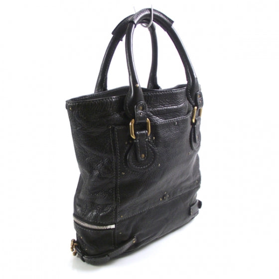 Leather Paddington Tote Noir