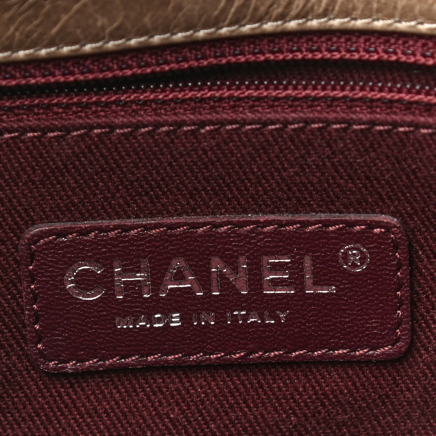 Glazed Calfskin Nameplate Flap Beige