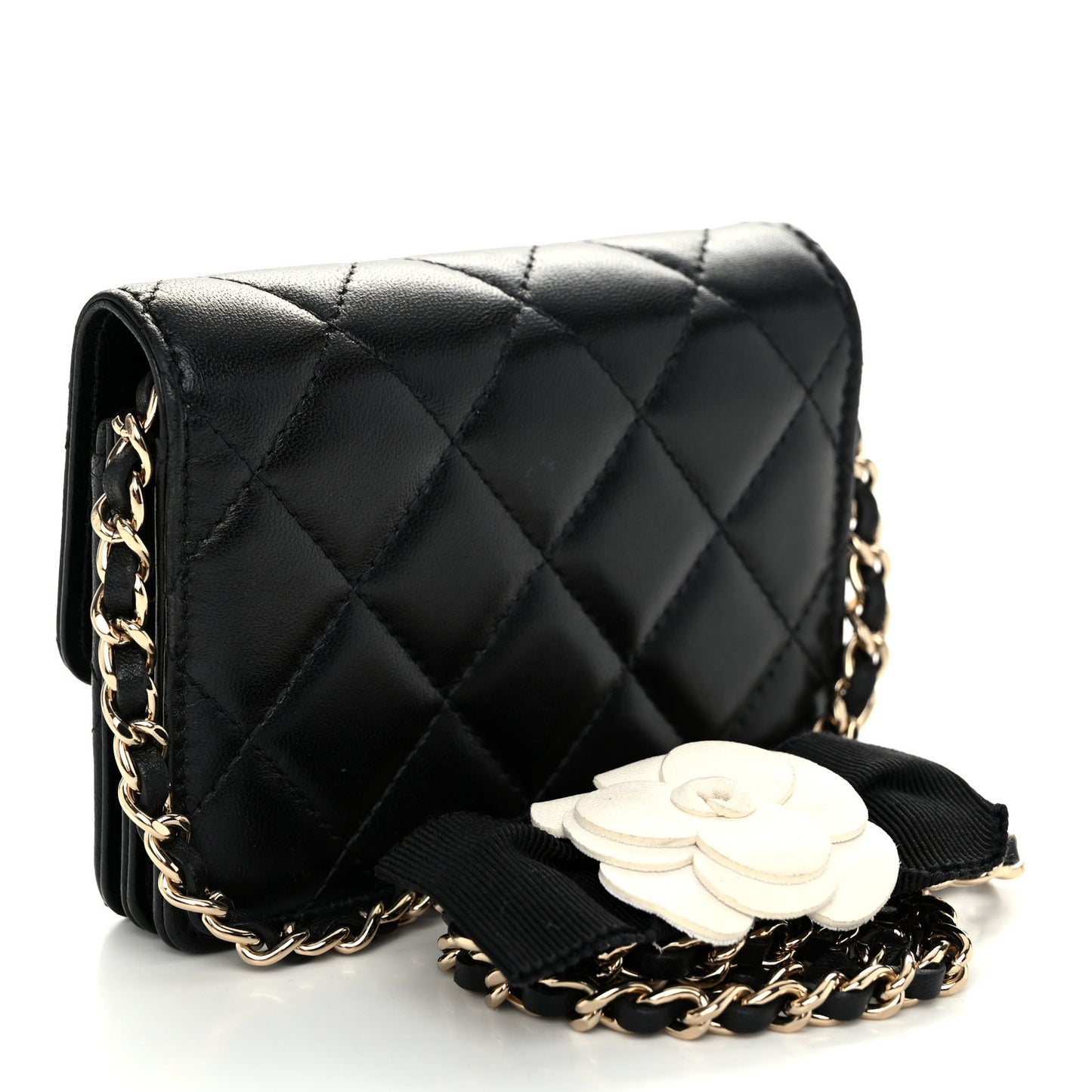 Lambskin Quilted My Chanel Lady Card Holder On Chain Black