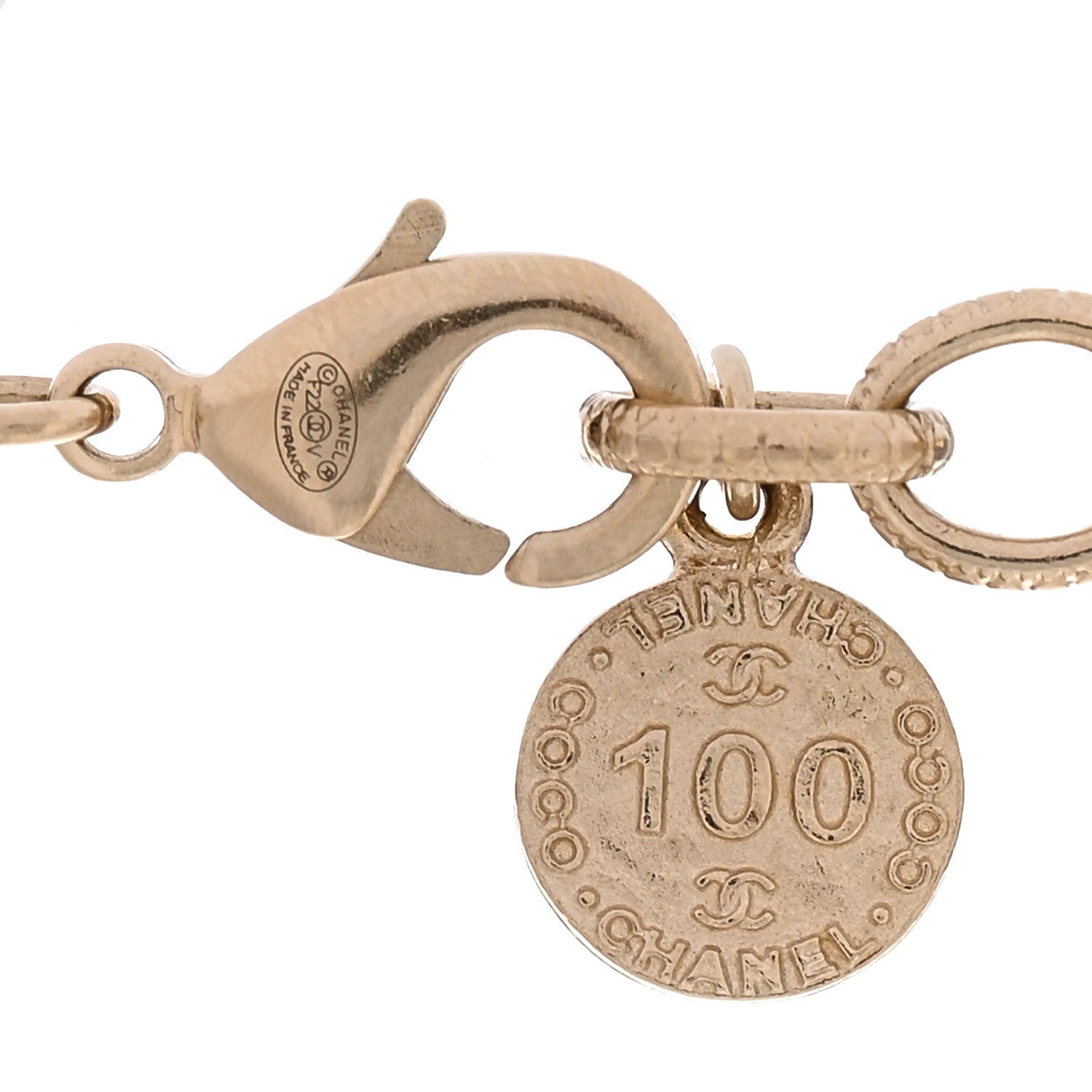 Chanel Pearl CC 100th Anniversary Necklace Light Gold 4 of 4