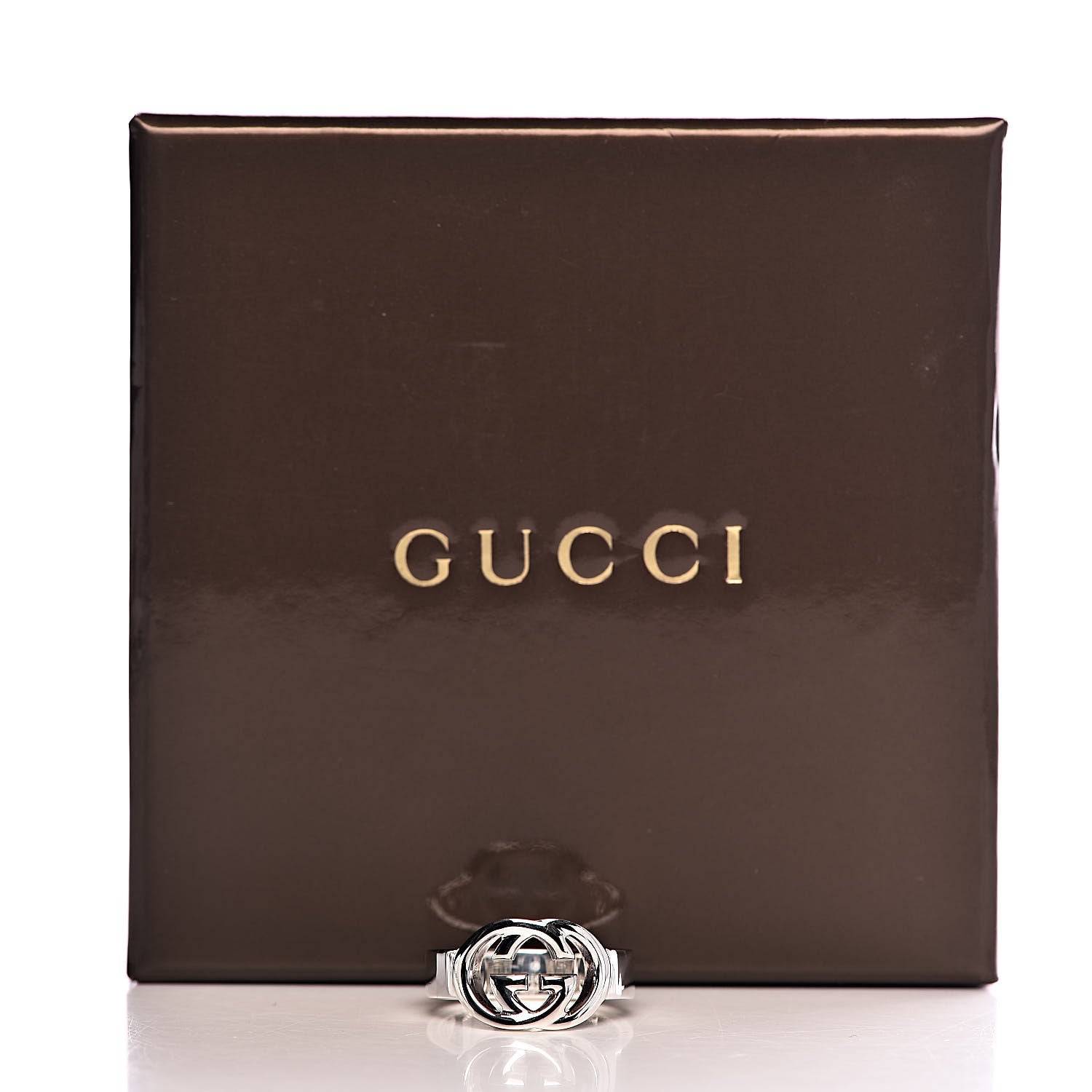 Gucci Sterling Silver Interlocking G Ring 54 6.75 7 of 7
