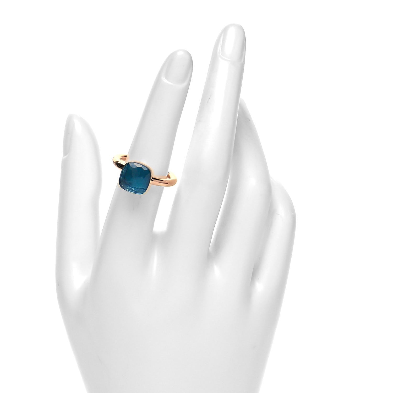 Pomellato 18K Rose Gold London Blue Topaz Classic Nudo Ring 56 7.5 2 of 7
