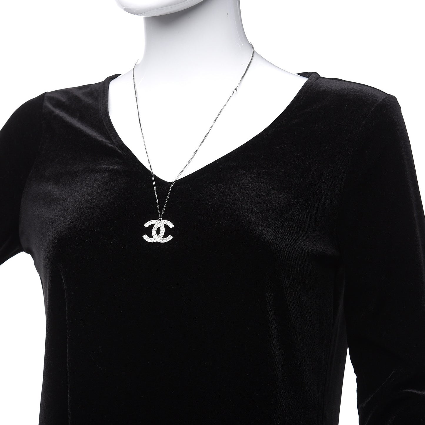 Crystal Large CC Necklace Silver