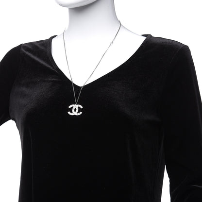 Chanel Crystal Large CC Necklace Silver 2 of 6