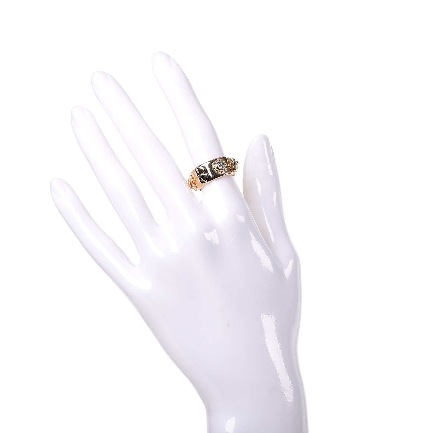 Chanel 18K Yellow Gold Diamond Camellia Band Ring 50 5.25 2 of 5
