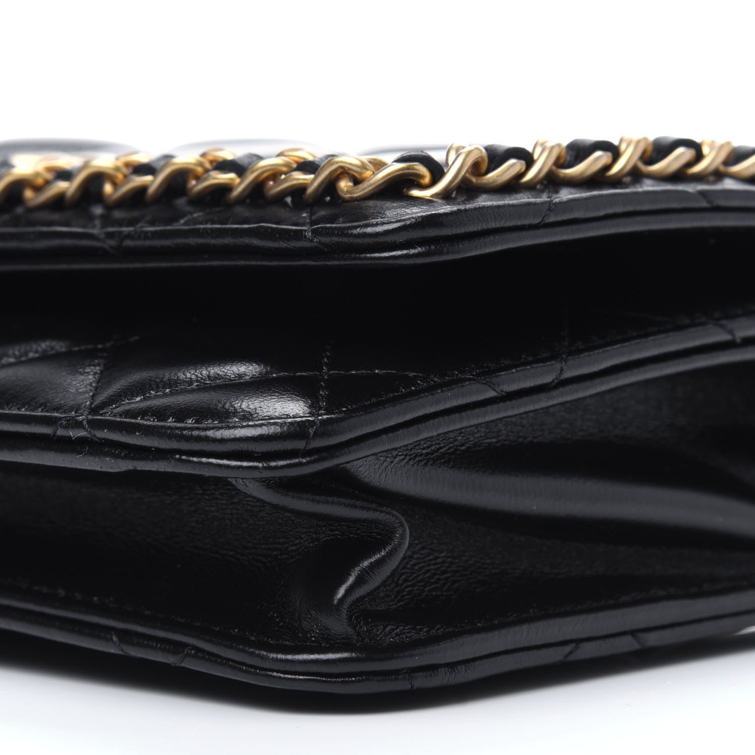 Chanel Lambskin Quilted Chain Around Wallet On Chain WOC Black 11 of 13
