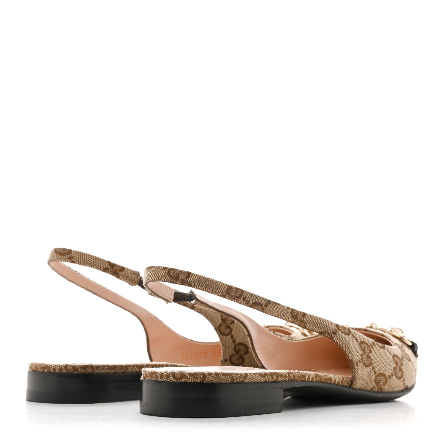 Gucci Monogram Horsebit Womens Slingback Ballet Flat 38 Beige Ebony Cocoa 5 of 12