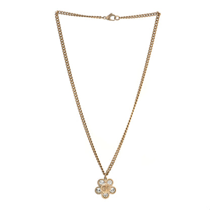 Chanel Crystal CC Flower Pendant Necklace Gold 3 of 6