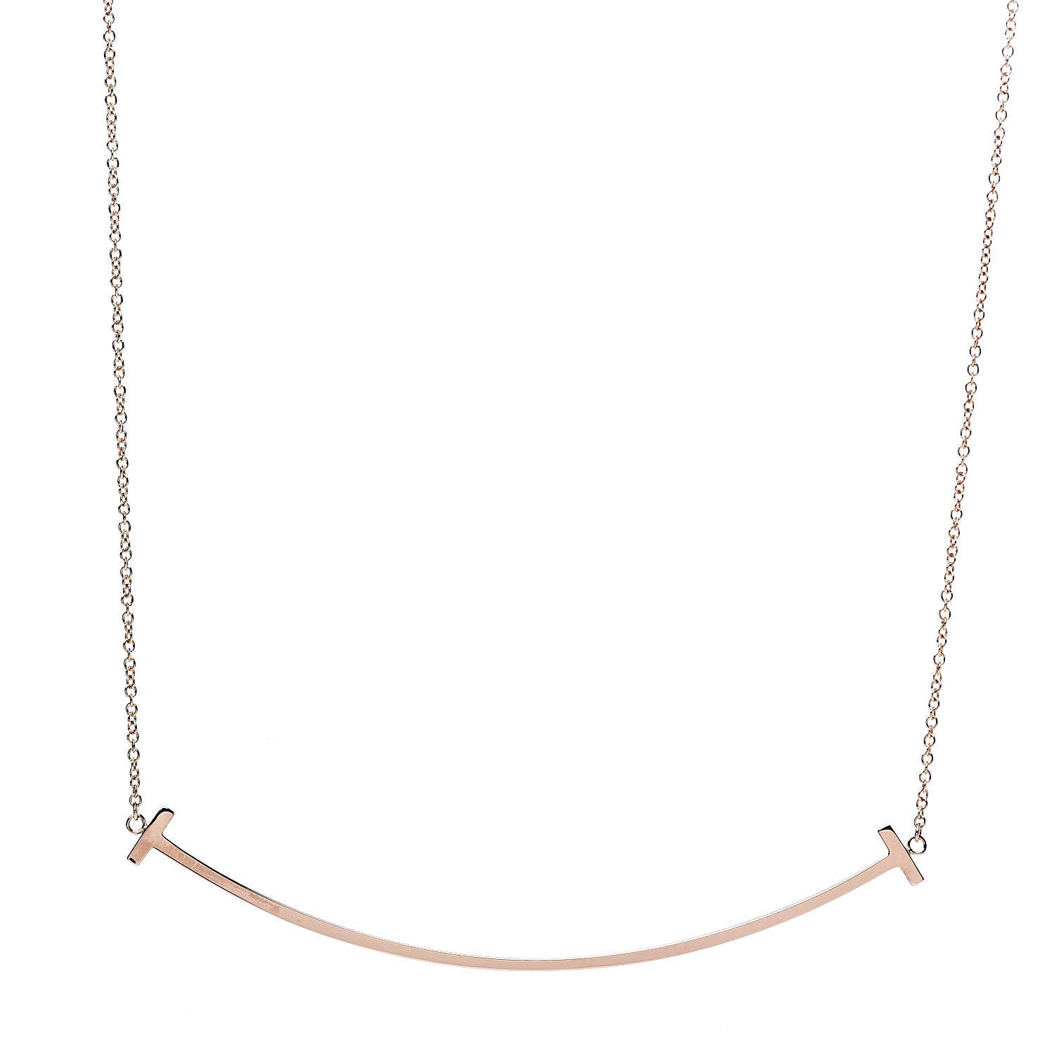 Tiffany 18K Rose Gold T Smile Pendant Necklace 4 of 6