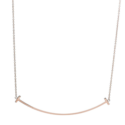 Tiffany 18K Rose Gold T Smile Pendant Necklace 4 of 6