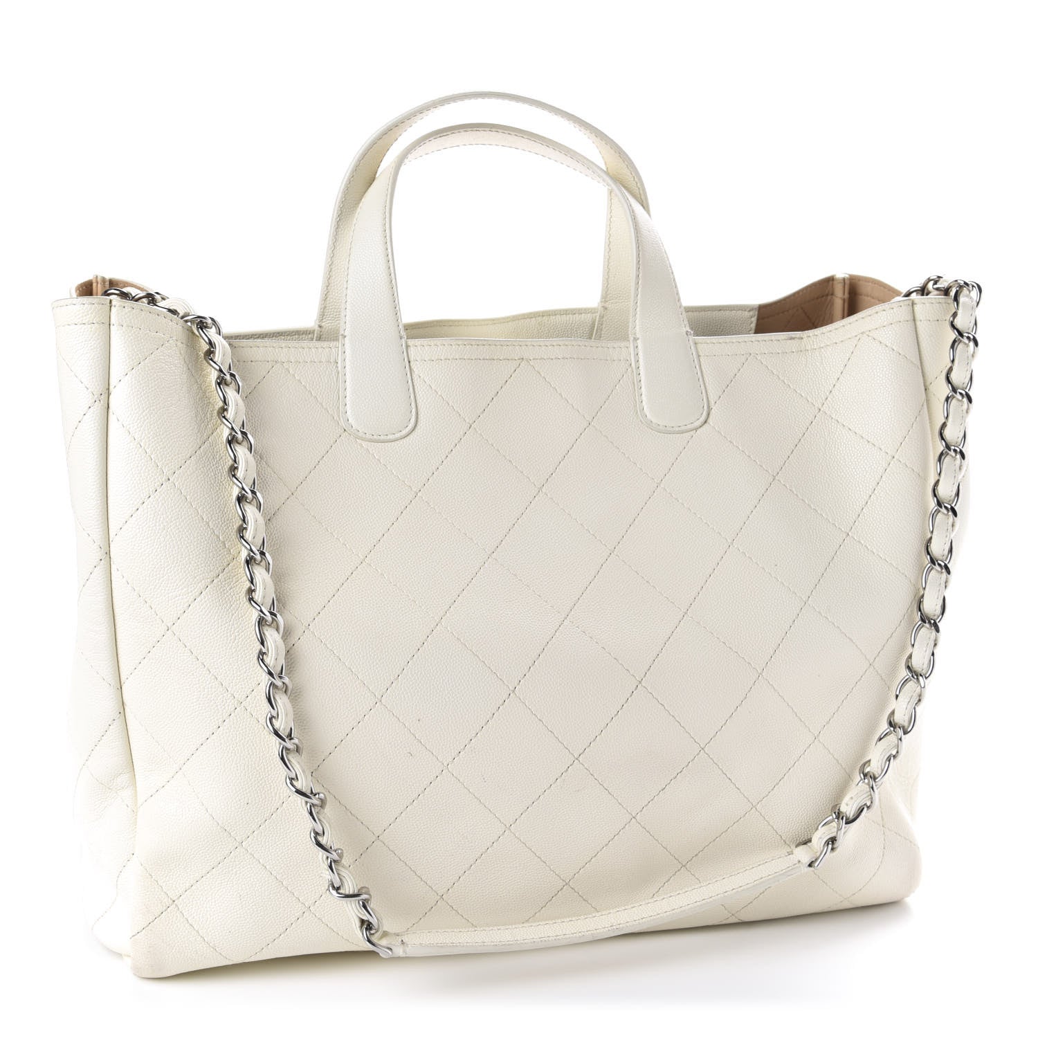 Chanel Caviar Stitched Large Shopping Tote White 4 of 14